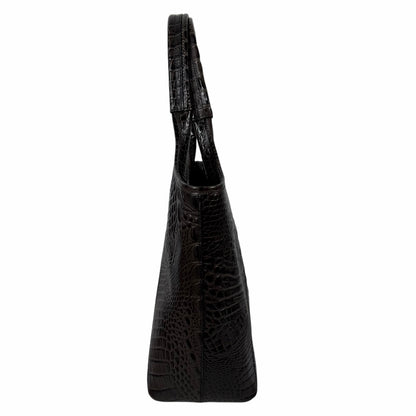 Brahmin Melbourne Shopper Tote Bag Brown Croc Embossed Leather