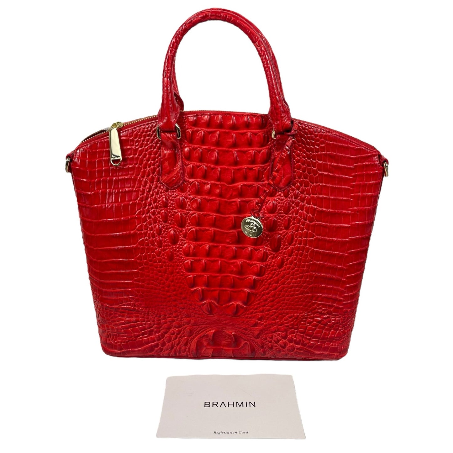 Brahmin Large Duxbury Satchel Bag Candy Apple Melbourne Croc Embossed