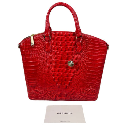 Brahmin Large Duxbury Satchel Bag Candy Apple Melbourne Croc Embossed