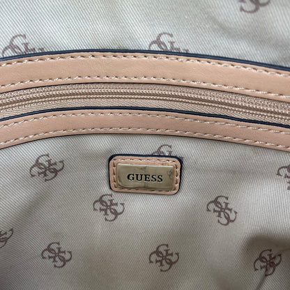 Guess Monogram Mini Crossbody Bag Brown Tan Pink