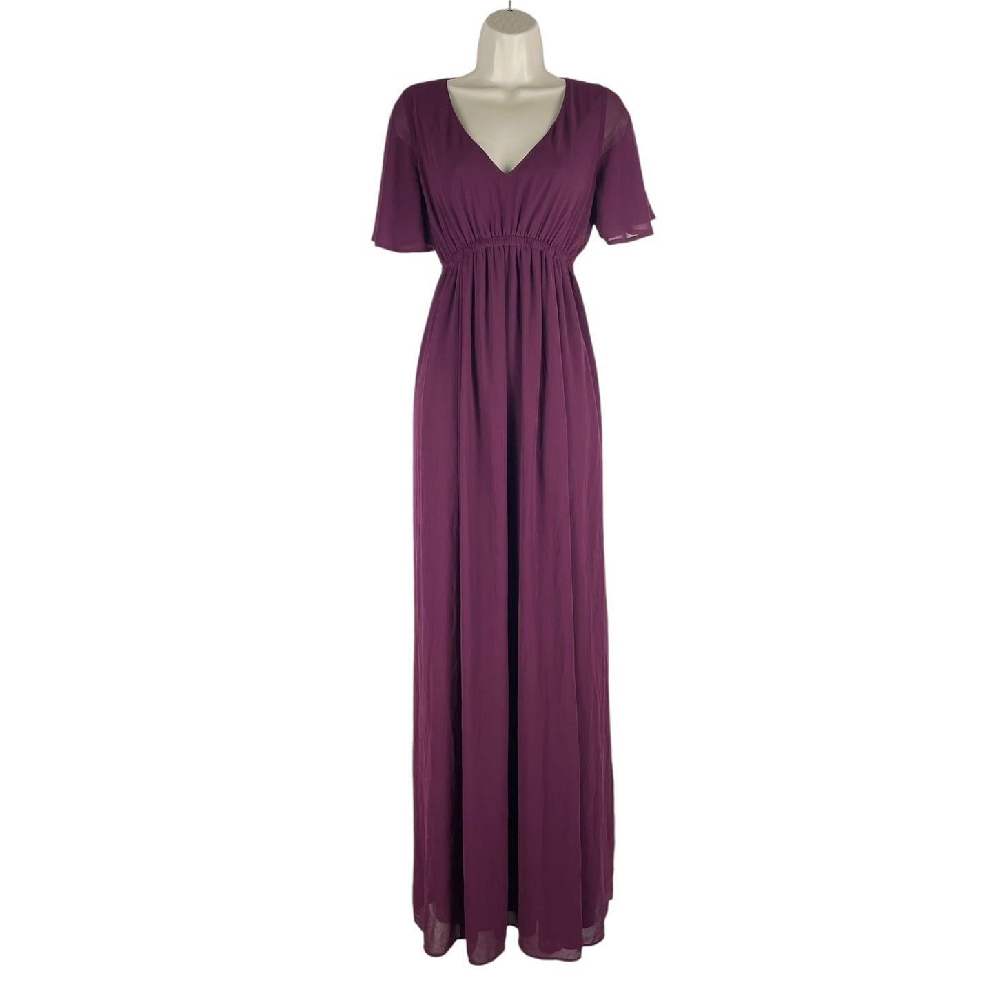 Show me Your Mumu Emily Chiffon A-Line Evening Gown Merlot Size XS