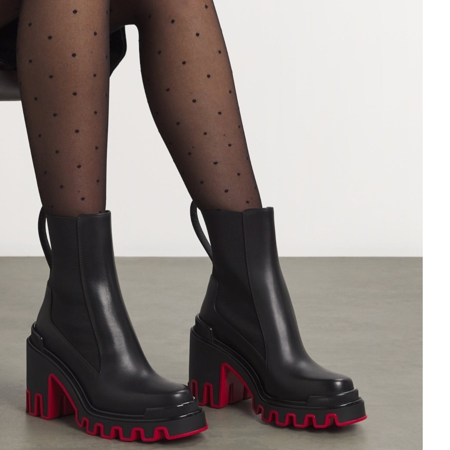 Christian Louboutin Marchacroche Duna 95 Low Boots Black Leather Size 39.5