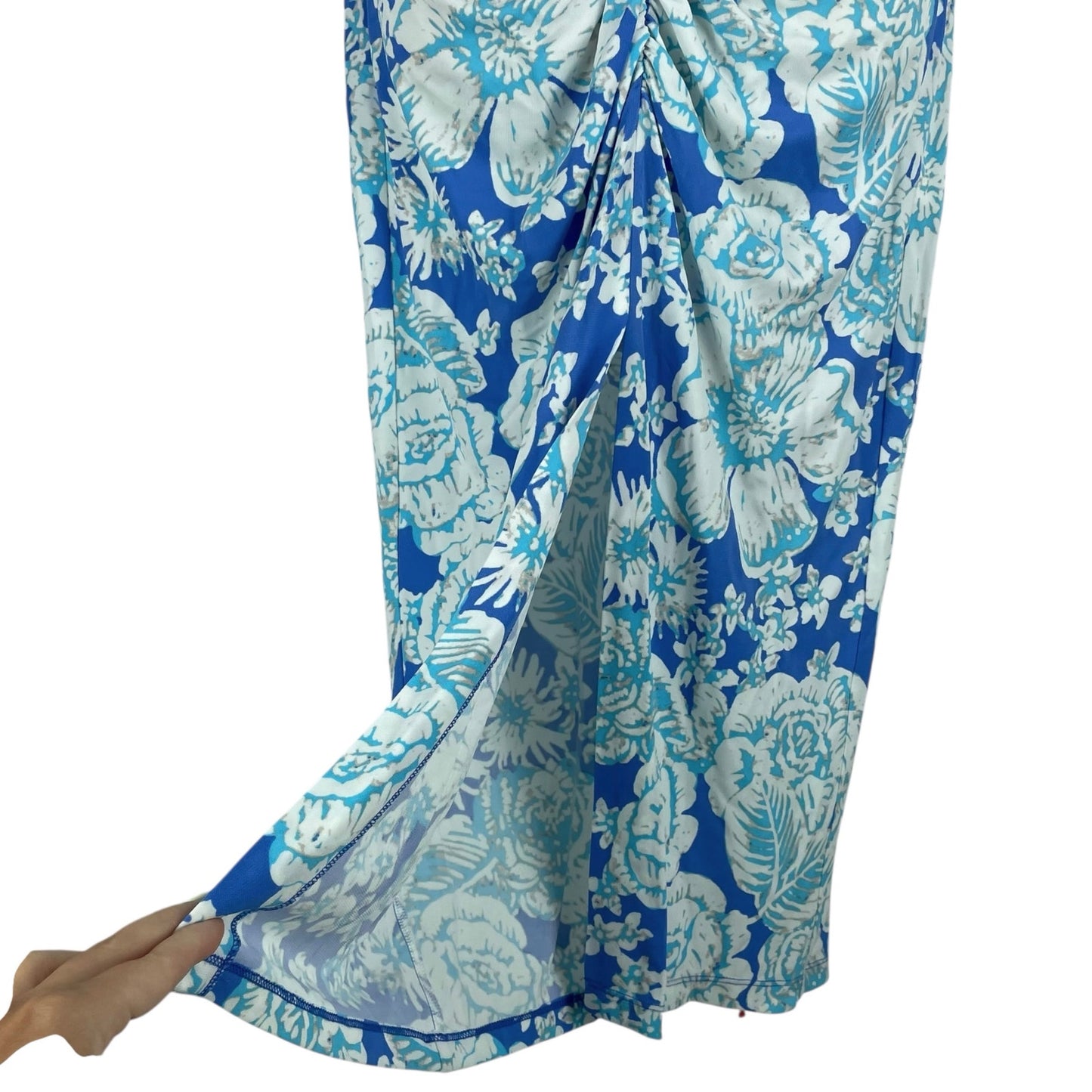 Diane von Furstenberg Stephen Off Shoulder Midi Dress Blue Size S