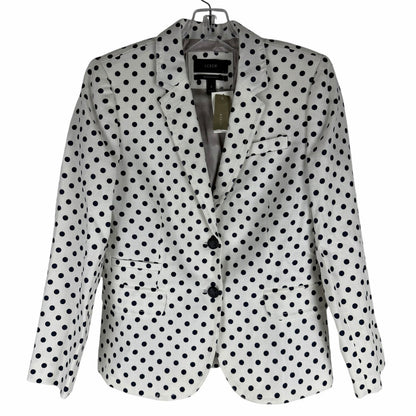 J. Crew Linen Schoolboy Blazer Jacket in Polka Dots White Navy Size 6