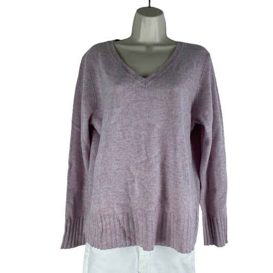 Qi Cashmere V Neck Long Sleeve Sweater Unicorn Purple Size XL