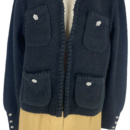J. Crew Odette Sweater Lady Jacket with Jewel Buttons Black Size M