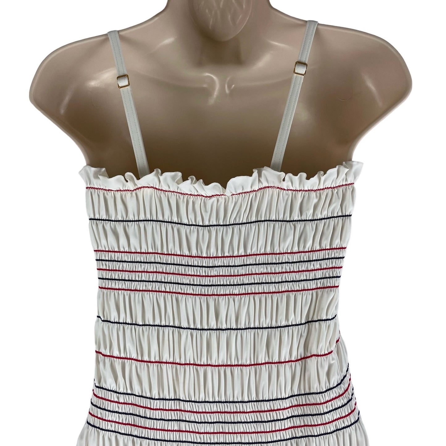 Tory Burch Costa One Piece Swimsuit Striped Ivory White Size S