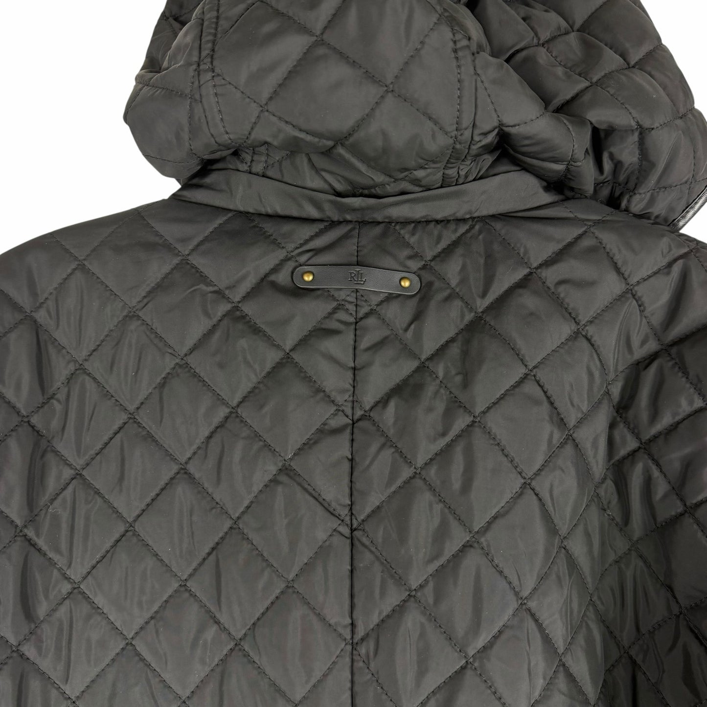 Lauren Ralph Lauren Hooded Quilted Long Coat Black Size L