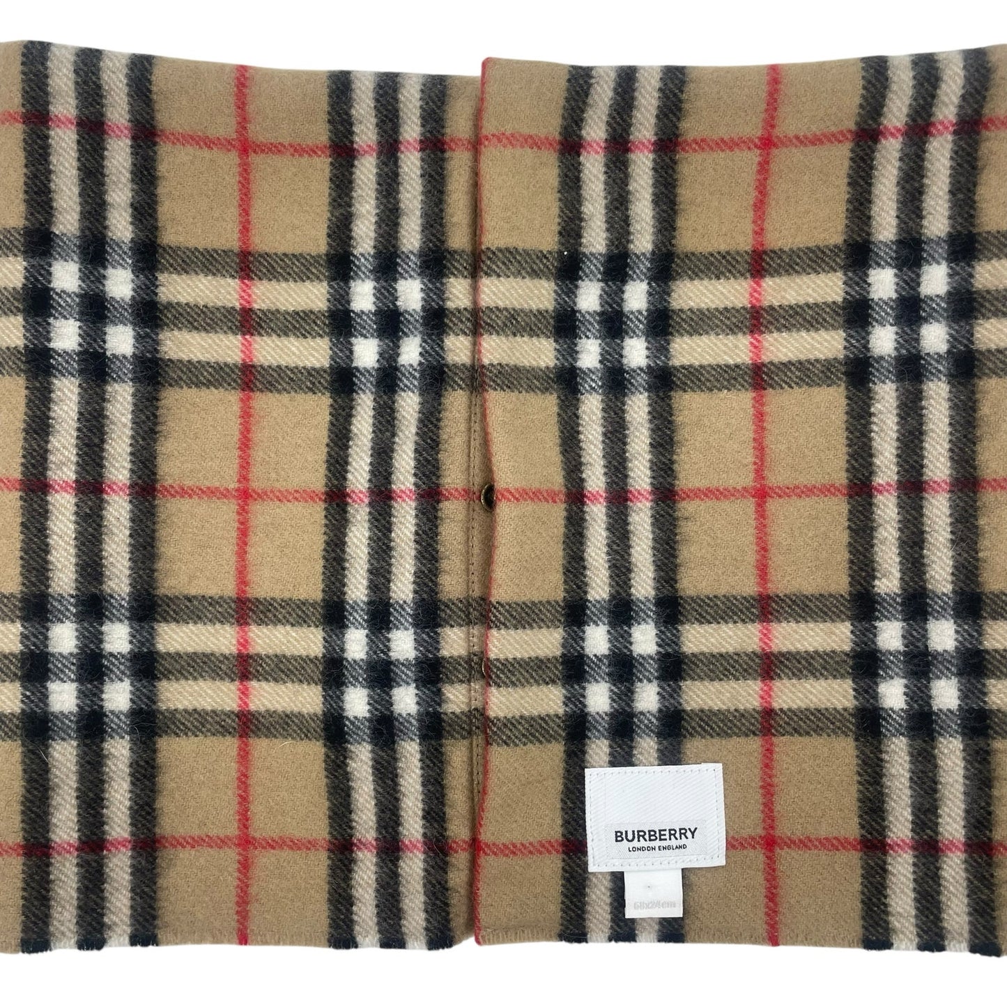 Burberry House Check Cashmere Neck Warmer Loop Scarf Tan Brown 26"x 9.5"