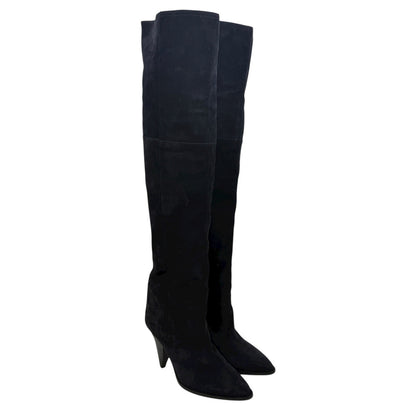 Isabel Marant Riria Suede Slouchy Tall Boots Midnight Blue Size 38