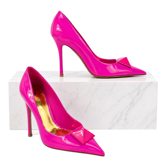 Valentino Garavani One Stud Patent Leather Pump Hot Pink Size 38