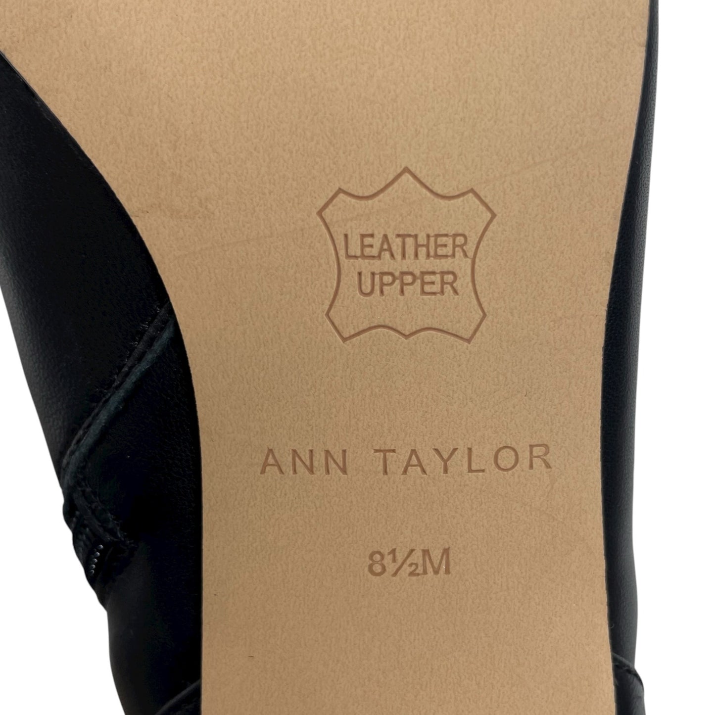 Ann Taylor Pointed Toe Buckle Leather Heel Ankle Boots Black Size 8.5M