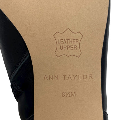 Ann Taylor Pointed Toe Buckle Leather Heel Ankle Boots Black Size 8.5M