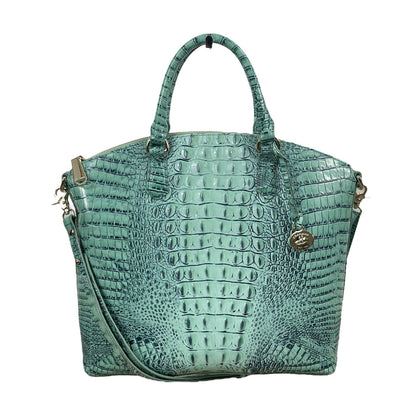 Brahmin Large Duxbury Satchel Bag Biscay Melbourne Blue Green Leather Croc