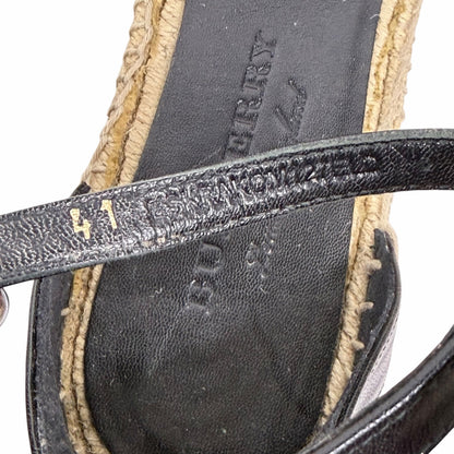 Burberry Abbington Nova Check Ankle Strap Espadrille Flats Black Size 41