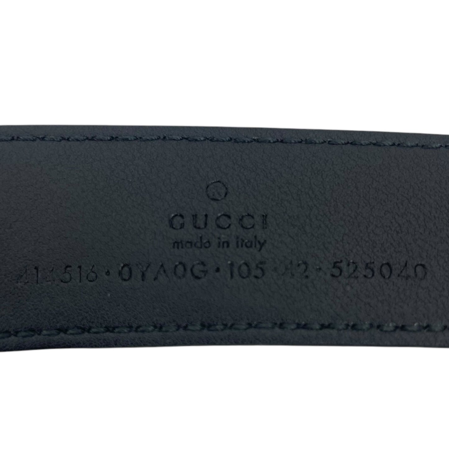 Gucci GG Marmot 30mm Thin Leather Belt Black Gold Buckle Men Size 105/42
