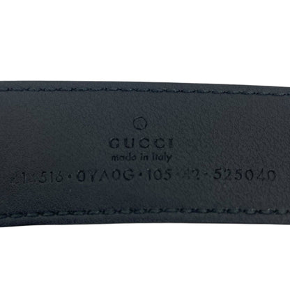 Gucci GG Marmot 30mm Thin Leather Belt Black Gold Buckle Men Size 105/42