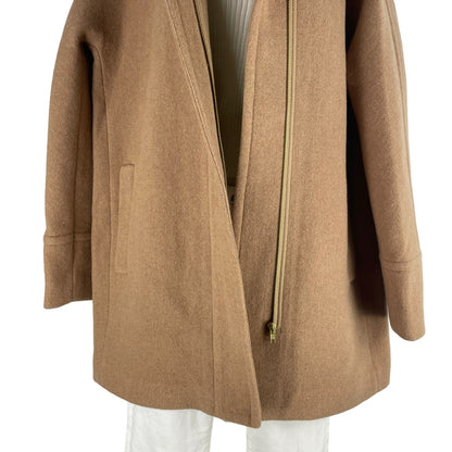 J. Crew Factory Wool Blend City Coat Side Zip Camel Tan Size 14