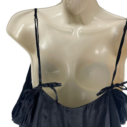 Topshop Cold Shoulder Satin Cami Top Loop Tie Black Size 2