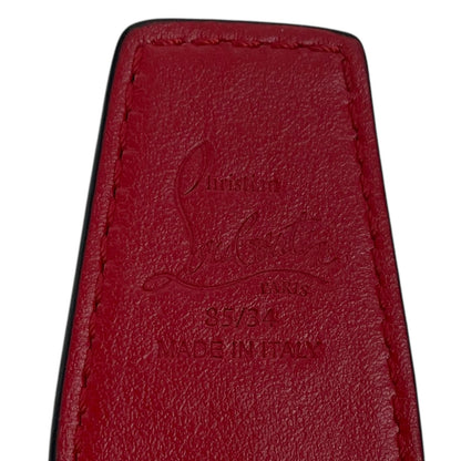 Christian Louboutin CL Logo Crocodile Reversible Leather Belt Blue Size 85/34
