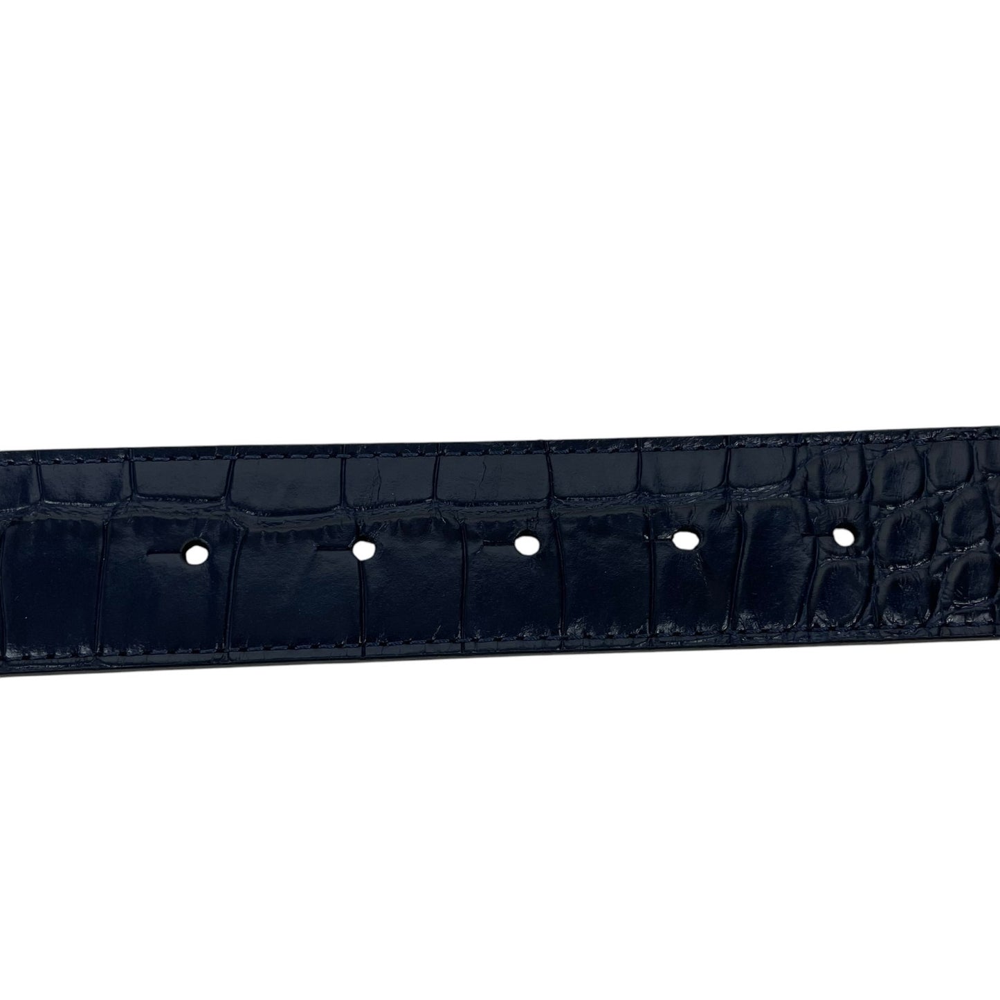 Christian Louboutin CL Logo Crocodile Reversible Leather Belt Blue Size 85/34