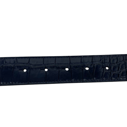 Christian Louboutin CL Logo Crocodile Reversible Leather Belt Blue Size 85/34