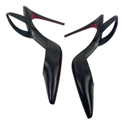 Christian Louboutin O Kate 100 Slingback Black Leather Pumps Size 37