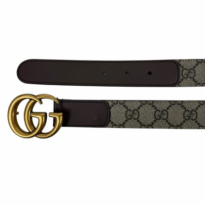 Gucci Canvas Monogram GG Buckle Supreme Leather Belt Brown Size 85cm/34"