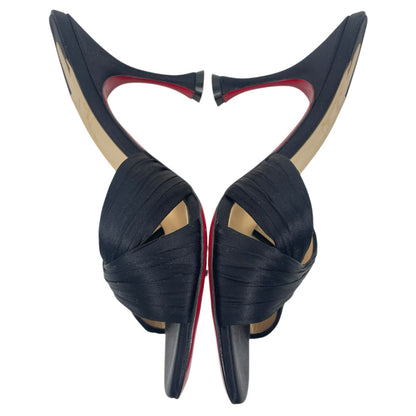 Christian Louboutin Nicol is Back 85 Crepe Satin Mule Sandal Size 37.5