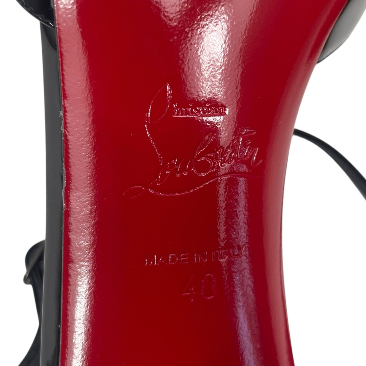 Christian Louboutin Jane 85 Patent Leather Pump Ankle Strap Black Size 40