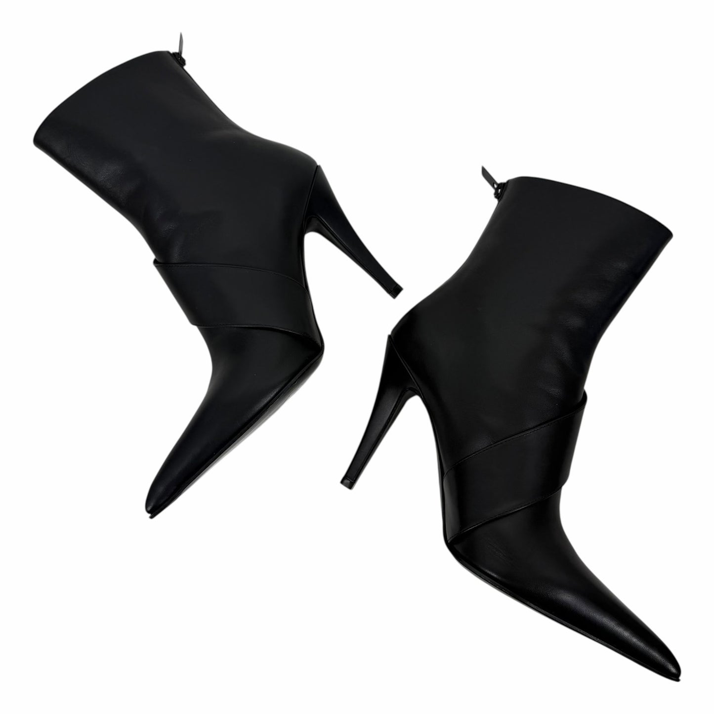 Alexander McQueen Heron Buckle Leather Heeled Boot Black Size 38