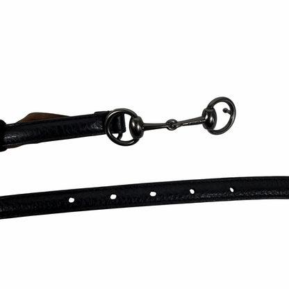 Gucci Horsebit Buckle Thin Belt Black Pebble Leather Size 95cm/38"