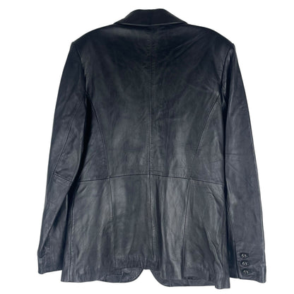 Croft & Barrow Black Lambskin Leather Blazer Jacket 3 Buttons Size M