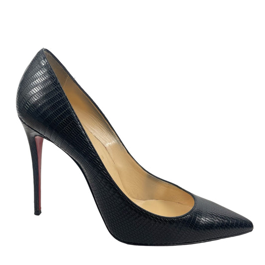 Christian Louboutin So Kate Calfskin Iguana Embossed Pumps Black Size 40.5