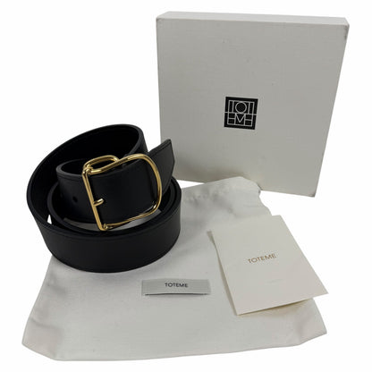 Toteme Swirl Leather Belt Black Gold Buckle Size 90cm/ 35"