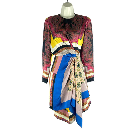 ETRO Mixed Print Long Sleeve Silk Mini Dress Multi Color Size 40/ S