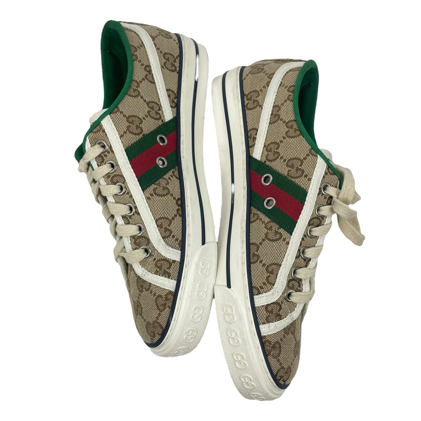 Gucci GG 1977 Tennis Sneakers Lace Up Beige Ebony Original Size 38.5