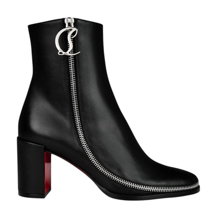Christian Louboutin CL Zip 70 Calf Leather Ankle Boots Black Size 40