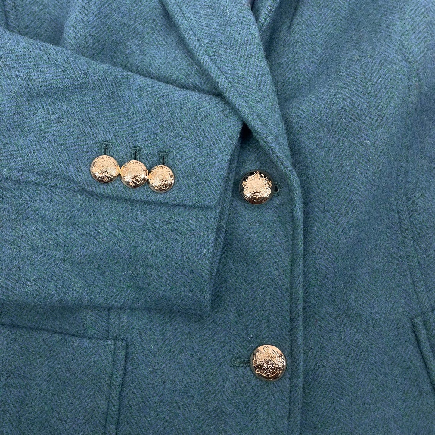 Talbots Classic Shetland Blazer Jacket Wool Blend Teal Blue Size 14W