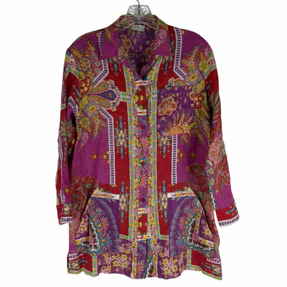 Etro Sardegna Printed Ramie Mini Shirt Dress Pink Size 38/ Size S