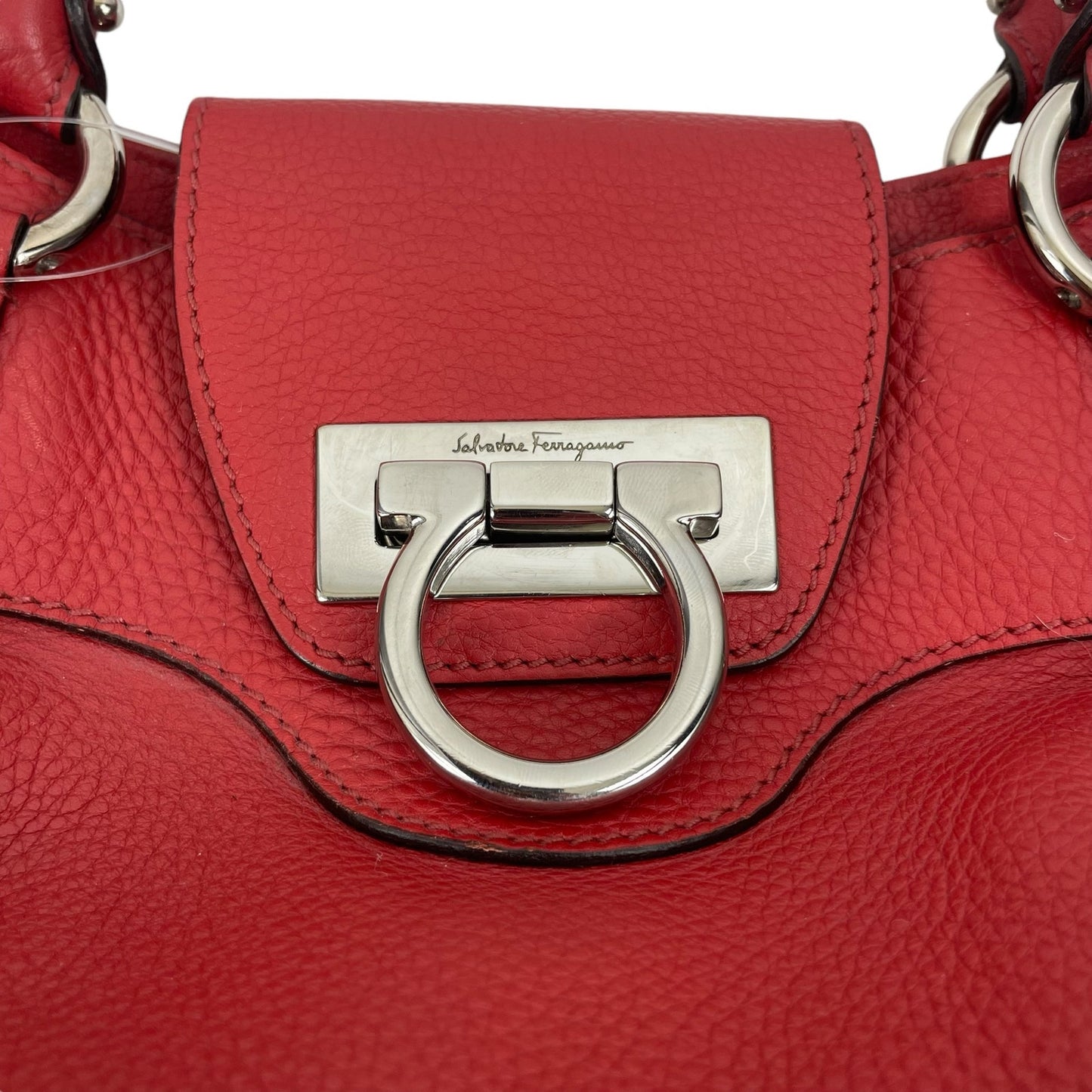 Salvatore Ferragamo Marisa Gancini Pebble Leather Bag Shoulder Bag Red