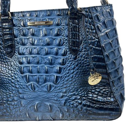 Brahmin Small Irene Leather Satchel Bag Maritime Blue Croc Embossed