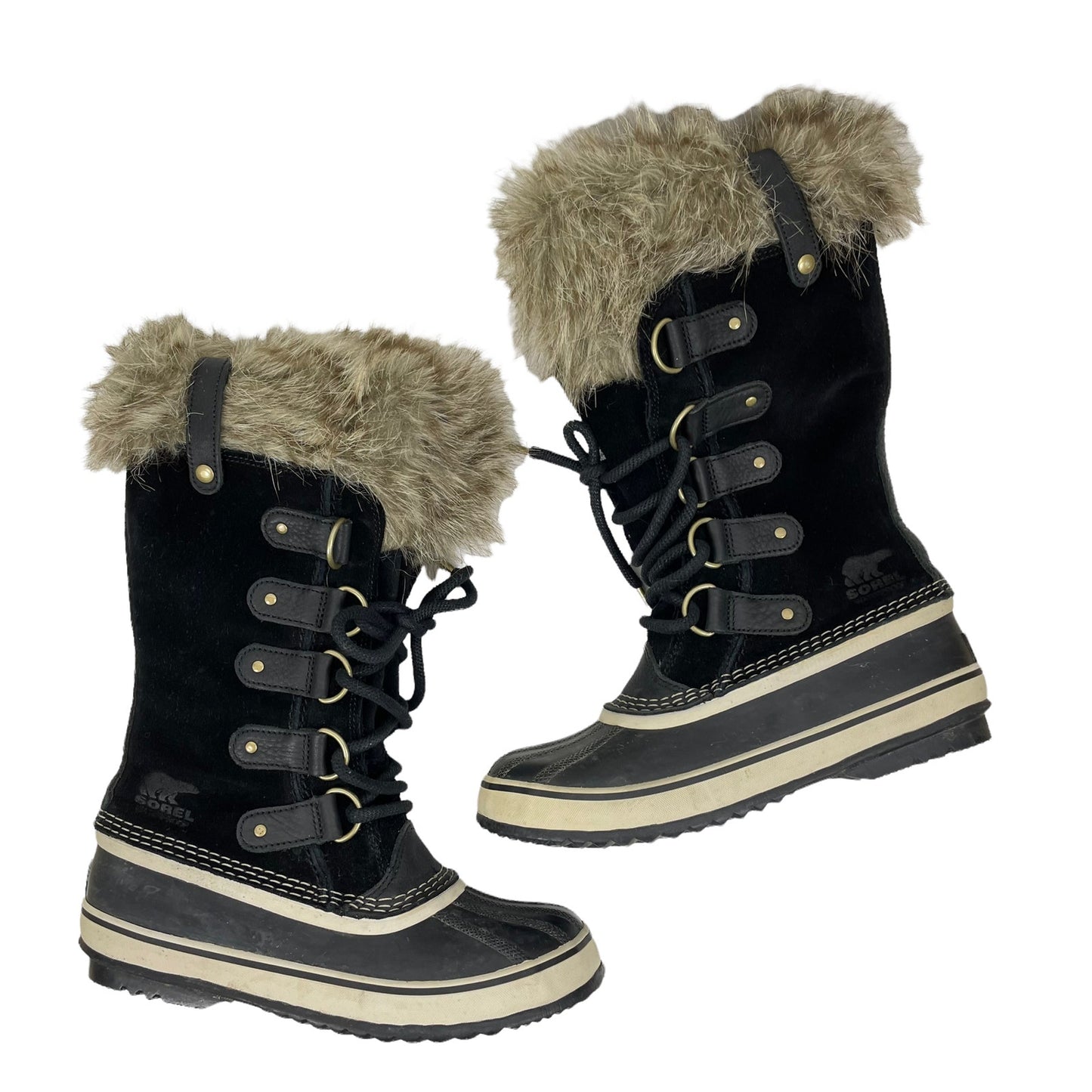 Sorel Joan of Arctic Waterproof Snow Boots Faux Fur Black Size 7