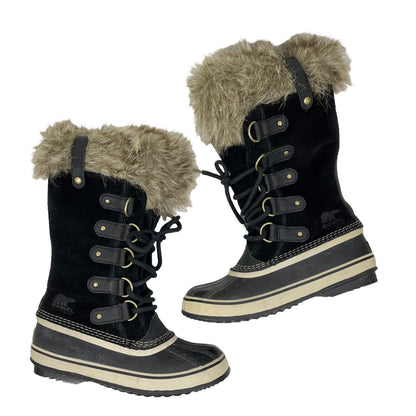 Sorel Joan of Arctic Waterproof Snow Boots Faux Fur Black Size 7