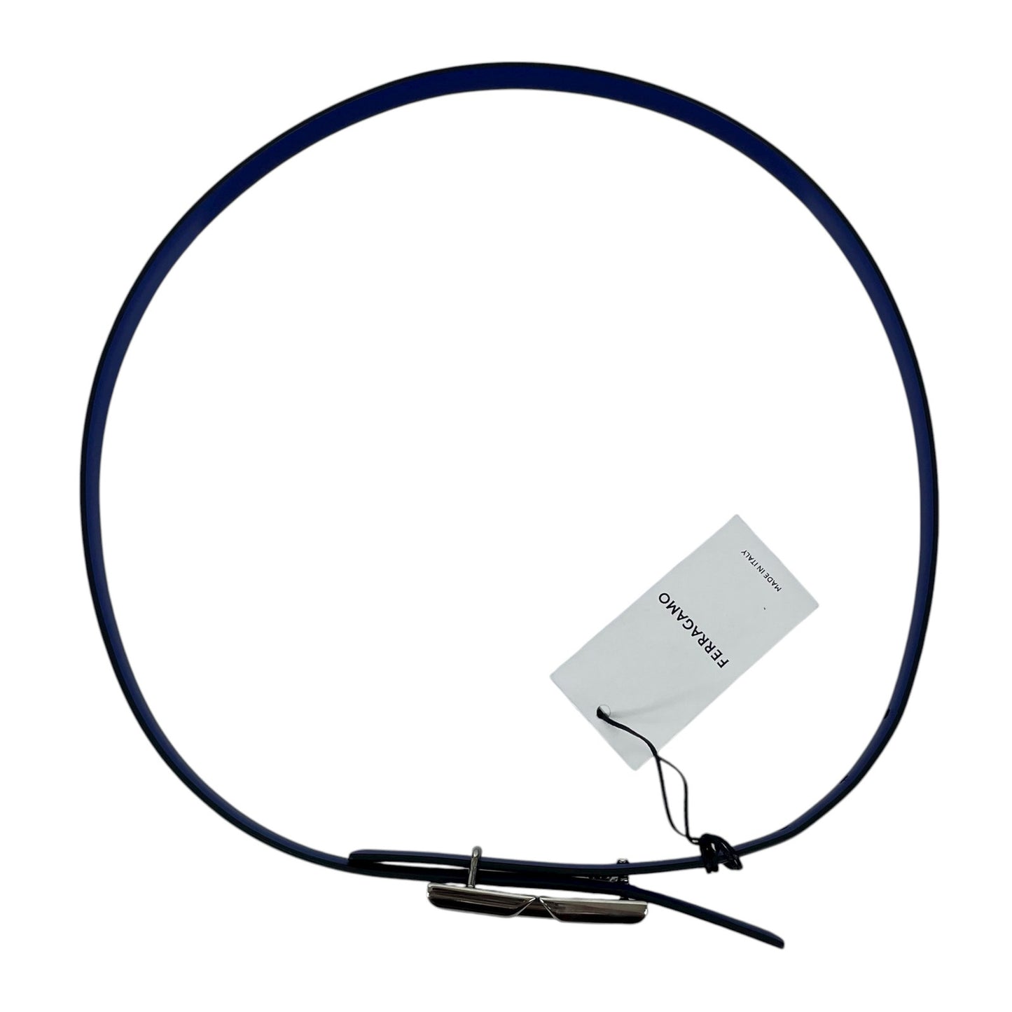 Salvatore Ferragamo Gancio Ellipse Skinny Leather Belt Size 80/32"