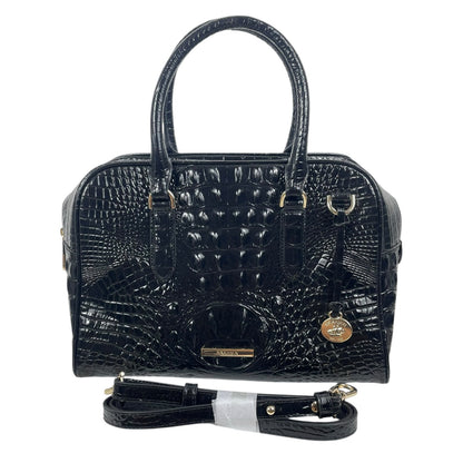 Brahmin Marissa Leather Satchel Bag Black Alden Road Croc