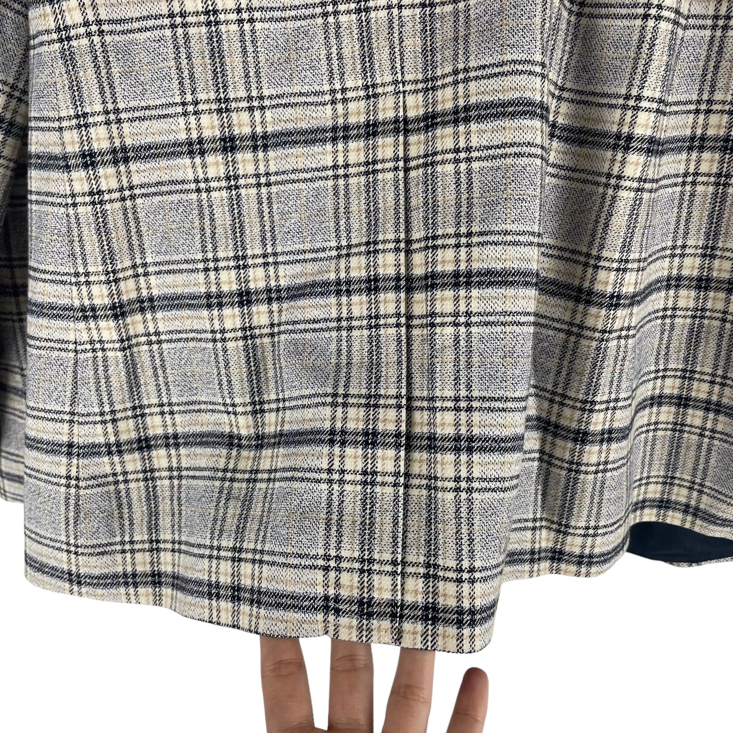 Talbots Long Blazer Jacket Foliage Plaid Navy Beige Size 20WP