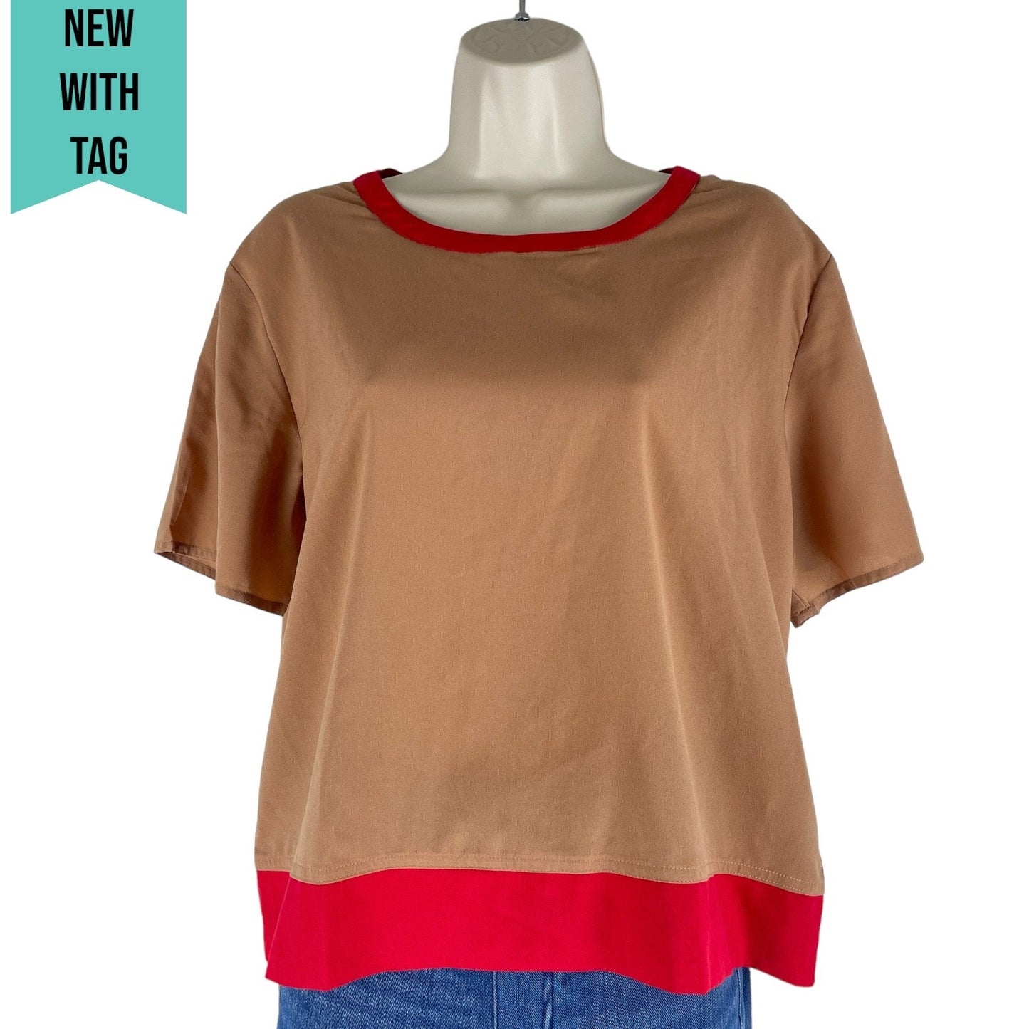 Walter Baker Leilani Short Sleeve Boxy Top Camel Red Size S