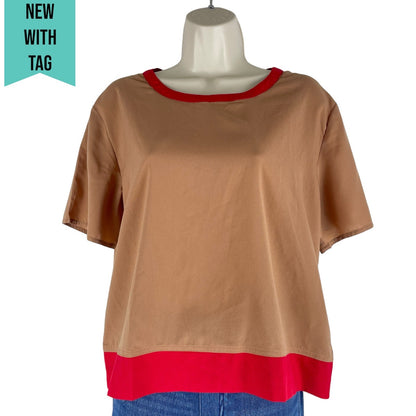 Walter Baker Leilani Short Sleeve Boxy Top Camel Red Size S