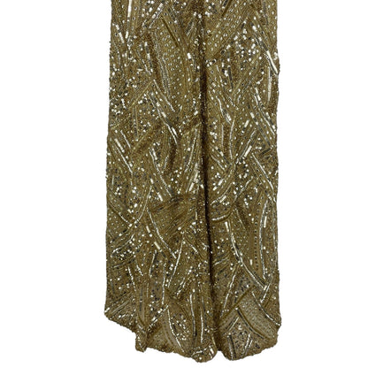 Ashley Lauren Sequin Open Back Evening Gown Formal Dress Gold Size 6